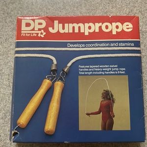 Vintage Wooden Handle Jump Rope Swivel Handles White DP Fit For Life Jumprope
